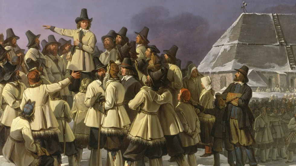 Gustav Vasa talar till dalkarlarna i Mora. Målning Johan Gustaf Sandberg från 1836. 