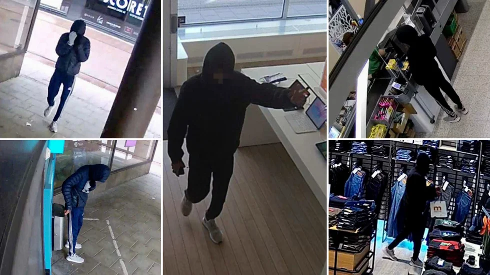Åldringsbedragaren fångad på bild. Han lurade till sig äldre, skyddslösa människors kontanter och bankkort i samband med hemtjänstbesök, både i tjänsten och sedan han förlorade arbetet. Sedan tog han ut pengar eller använde kortet och gick runt i butiker i Skellefteå och handlade mobiltelefoner, mat och kläder.