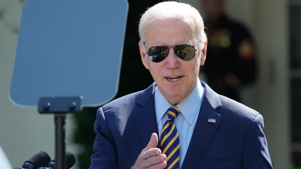 USA:s president Joe Biden under ett tal på torsdagen.