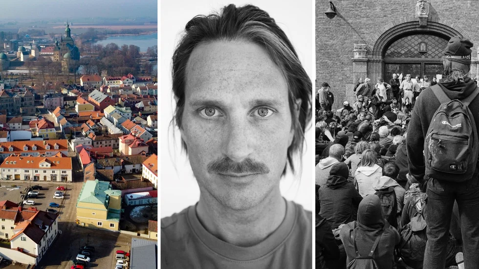Filmaren Nils Petter Löfstedt från Vadstena är aktuell med en dokumentärfilm baserad på fotografier han tog på händelser i samband med de så kallade Göteborgskravallerna 2001. Längst till höger syns ett av hans fotografier, i beskuret skick.