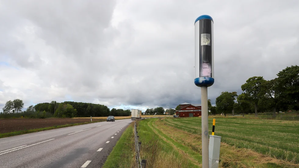 Fartkameror längs väg 34 har blivit saboterade upprepade gånger. Den här bilden är tagen vid ett tidigare tillfälle.