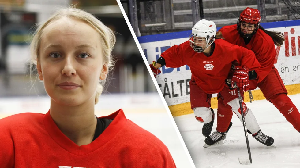 Ida Mattsson och två spelare ur Almtunas damlag.
