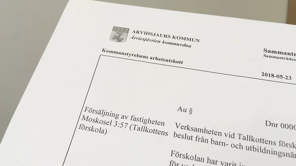 Tallkottens förskola i Moskosel avvecklas till hösten, och nu ska fastigheten ut till försäljning.