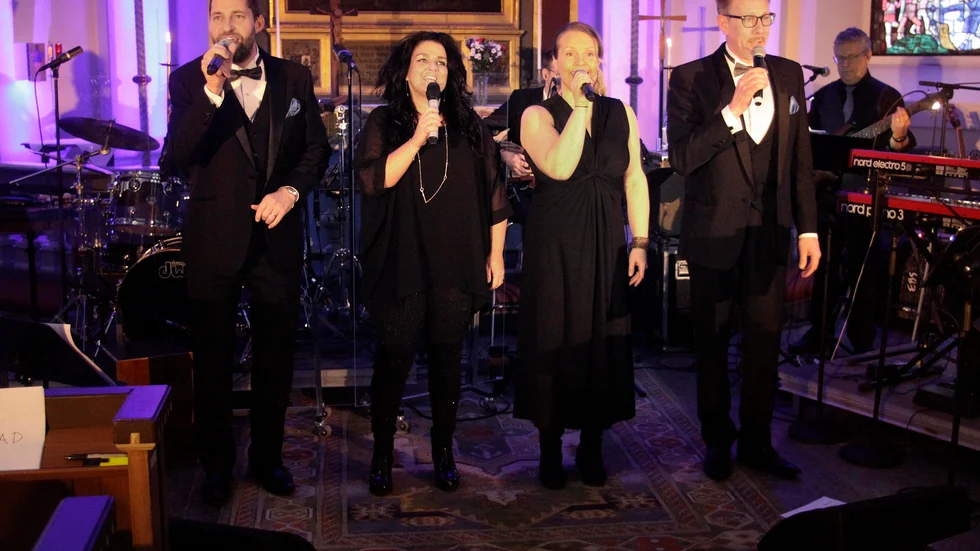 Bild från 2018 års vinterkonsert med Daniel Carlsson, Ingela Svensson, Jessica Bergstrand och Stephan Peterson med vänner.