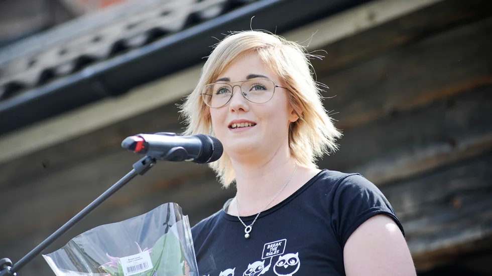 Skevas ordförande Maria Wikström tog emot demokratipriset. Foto: Carina Kvist.