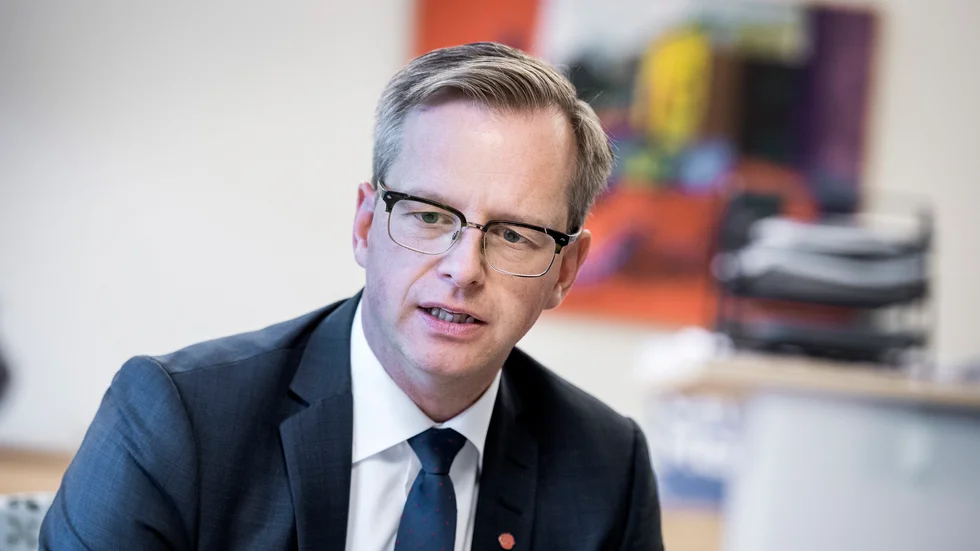STOCKHOLM 20160909 Närings- och innovationsminister Mikael Damberg (S) berättar om det kvoteringsförslag som regeringen nu går fram med till riksdagen. Foto: Marcus Ericsson / TT / Kod 11470