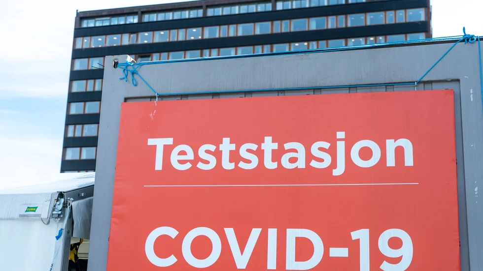 En teststation för covid-19 vid universitetet i Oslo. Arkivbild