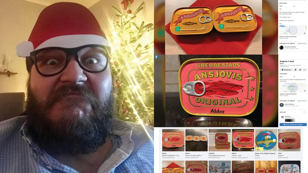 Ansjovisälskaren Alexander Hellström hälsar att han hoppas att bilden på honom ska bjuda läsarna på ett gott skratt. Och att han önskar alla en god jul.