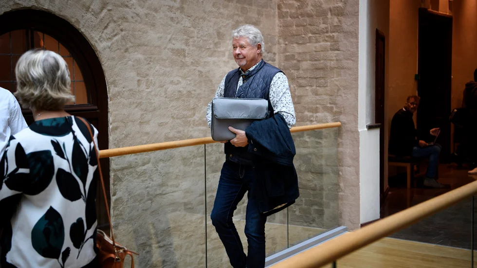 Percy Nilsson under förhandlingarna i tingsrätten i början av oktober. Nu frias han av tingsrätten. Arkivbild.