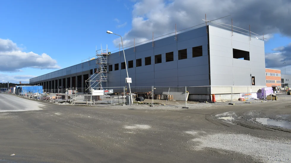 Ombyggnaden för brandstationen. Arkivbild från september 2018.