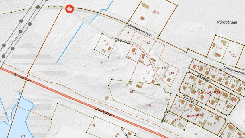 Furubacksgatan ska stängas av vid den röda ringen. 