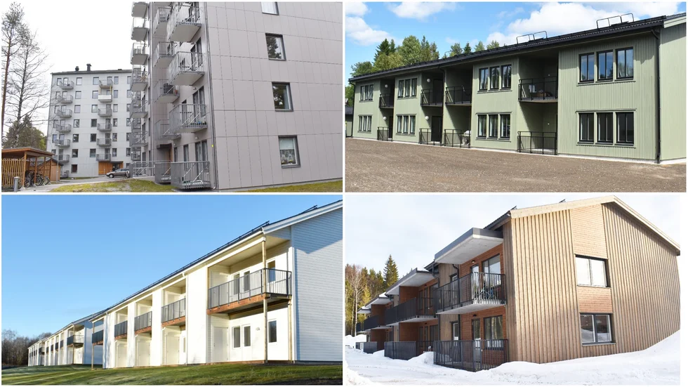 Here are the four locations where Skebo has the most empty apartments. Top left: Getberget (32 apartments), top right: Bureå (17 apartments). Bottom left: Kåge (14 apartments), bottom right: Byske (7 apartments).