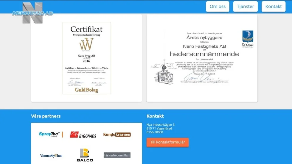 Här är en bild som visar att Nero Bygg försöker framställa det som att Byggnads är deras partner.