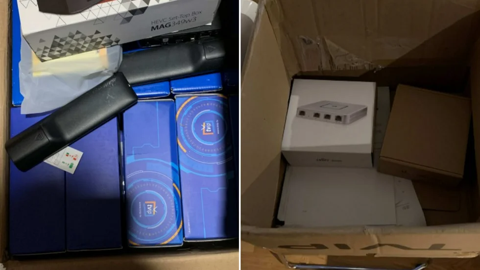 I mannens bostad hittades ett 20-tal kartonger med tv-boxar. 