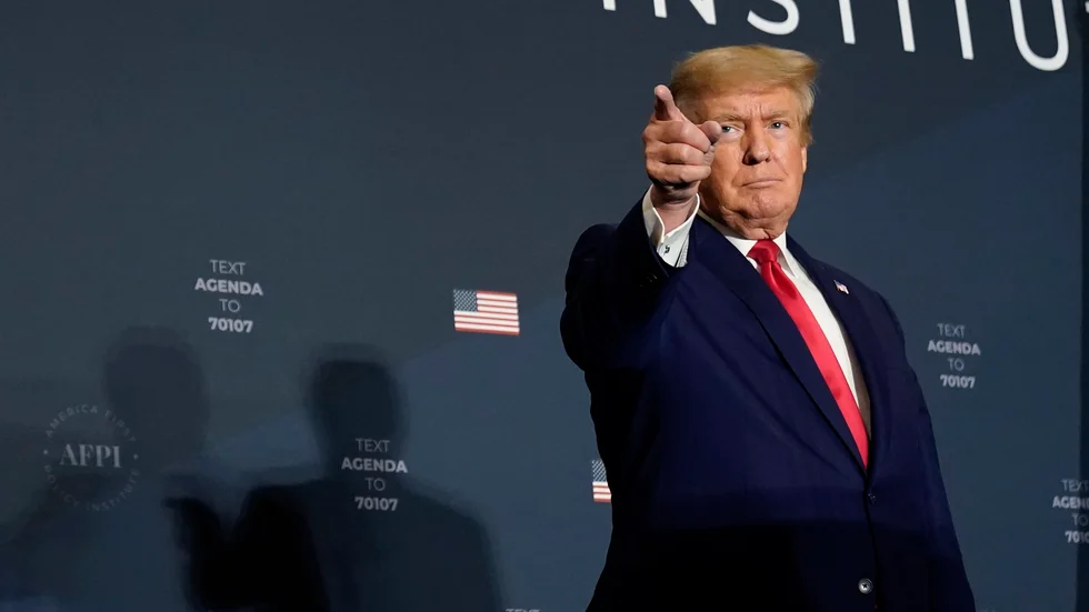 USA:s tidigare president Donald Trump talade hos den konservativa tankesmedjan America First Policy Institute.