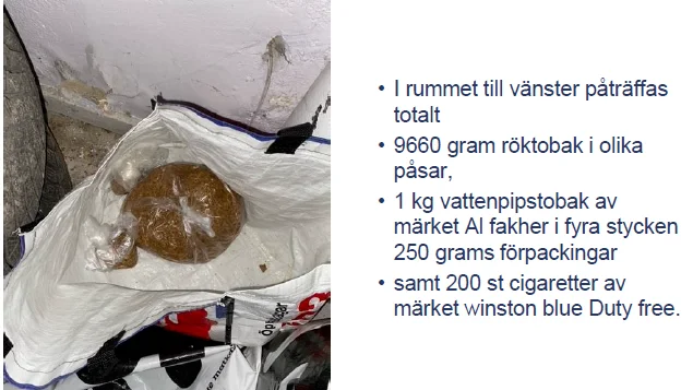 I en källare i anslutning till butiken påträffade tull och polis flera kartonger med smuggelcigaretter.
