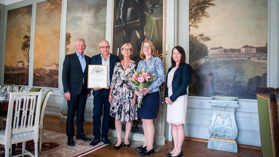 Thomas Byström från Företagarna, Jan Östling, landshövding Liselott Hagberg, Cecilia Östling och Kerstin Aviander från Företagarna.