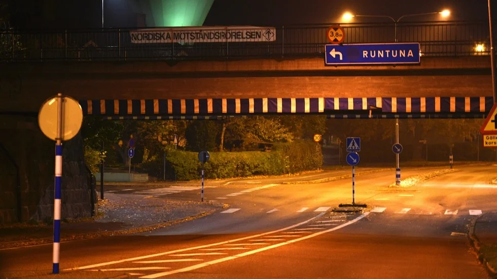 Under natten genomförde nazister en aktion i centrala Nyköping.