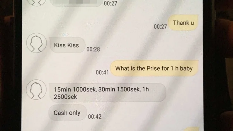 Från polisens förundersökningsprotokoll. SMS konversation i mannens telefon.