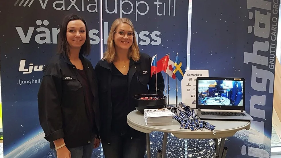 Therése Olsson och Lisa Bauer arbetar med HR på metallfabriken Ljunghäll AB.