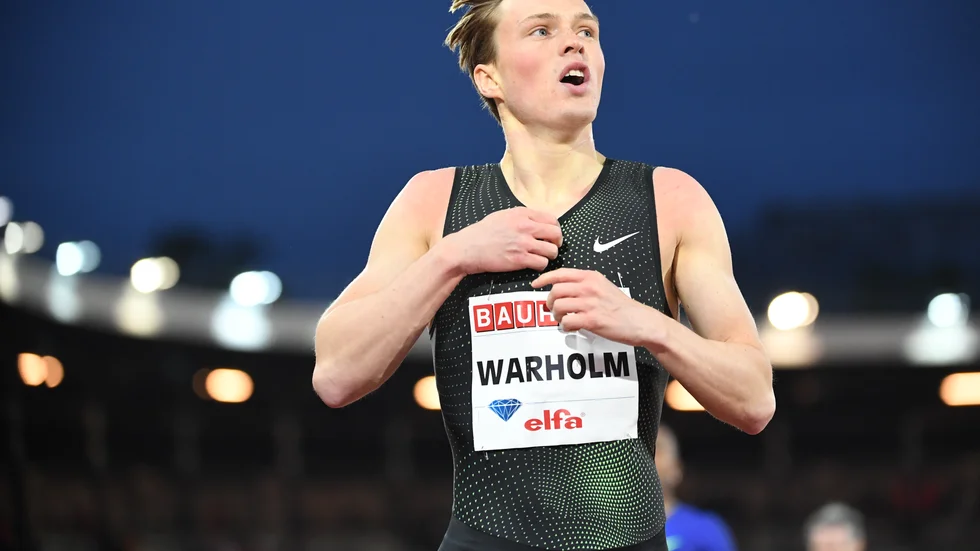 Karsten Warholm, Norge, vann herrarnas 400 meter häck under fjolårets Diamond League-gala i Stockholm. Arkivbild.