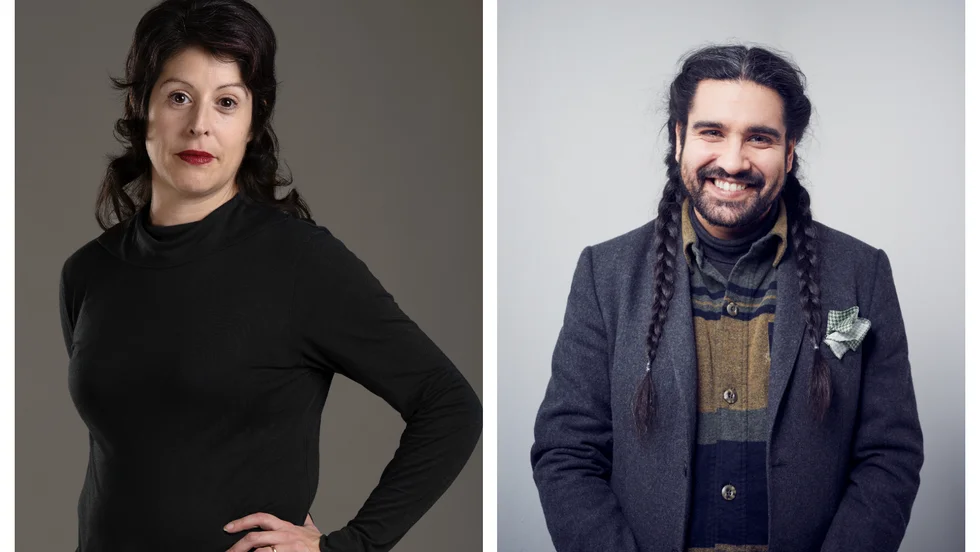 Dramatikern och regissören America Vera-Zavala diskuterar sin nya bok med teaterchefen Nils Poletti i Norrköping och Linköping.