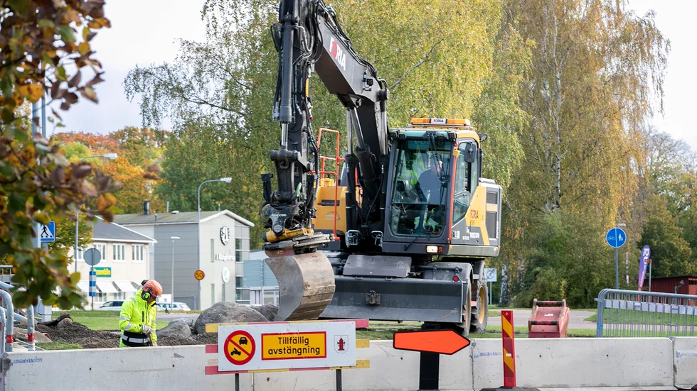 Delvis avstängt i Hamnrondellen fram till början av december.