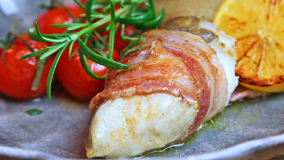 Torskrygg med bacon är grymt gott.