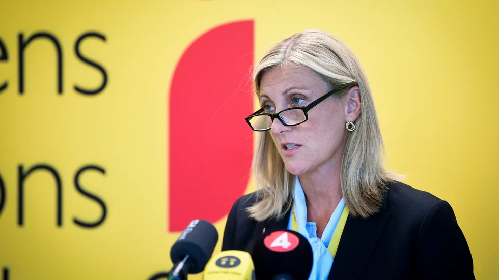 Elisabet Åbjörnsson Hollmark, generaldirektör för Statens institutionsstyrelse (Sis) håller pressträff om fritagningen på ungdomshemmet Råby i Lund.