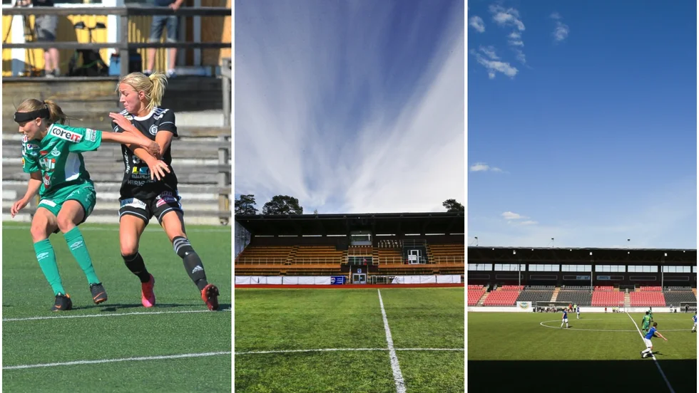 Det är många seniorfotbollslag i Luleå och Boden som hoppas att det är grönt ljus för att börja träna på grönt konstgräs så snart som möjligt. På bilden ser vi från vänster, Tunavallen, Nyabvallen och Boden Arena. 