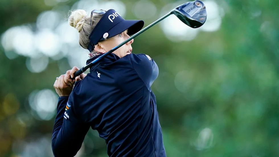 Pernilla Lindberg i PGA-mästerskapen för två veckor sedan.