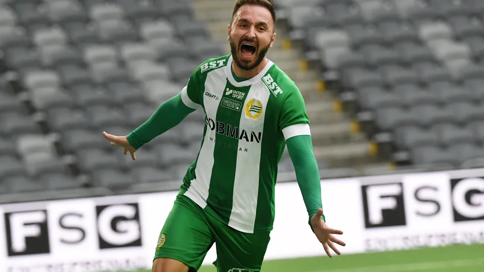 Muamer Tankovic gjorde 1–0 mot Djurgården i söndags, hans sista mål i Hammarby.