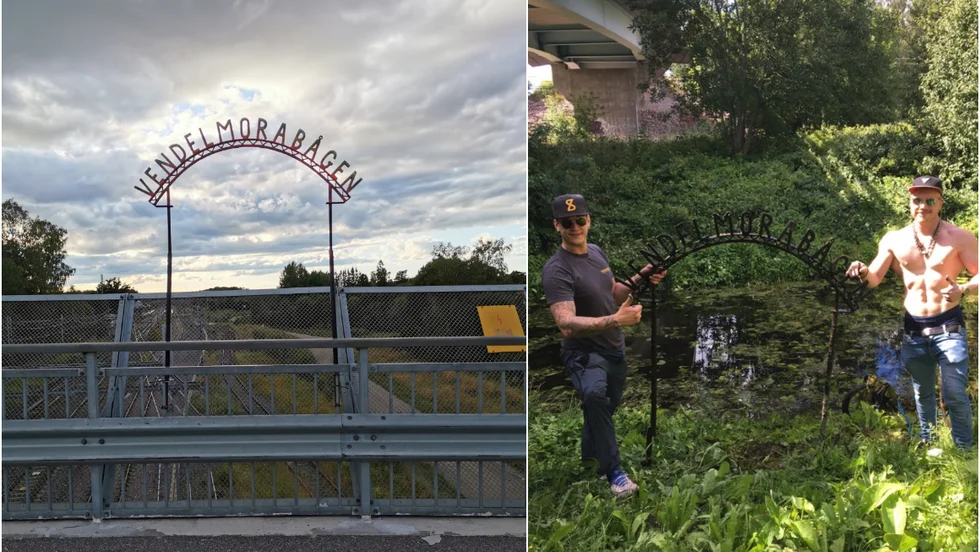 Vendelmorabågen sitter nu åter på bilbron över ån i Örbyhus.