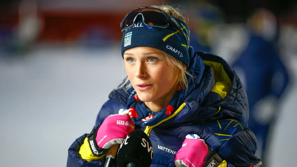 Frida Karlsson har Petter Northugs företag som skidglasögonsponsor. Arkivbild.