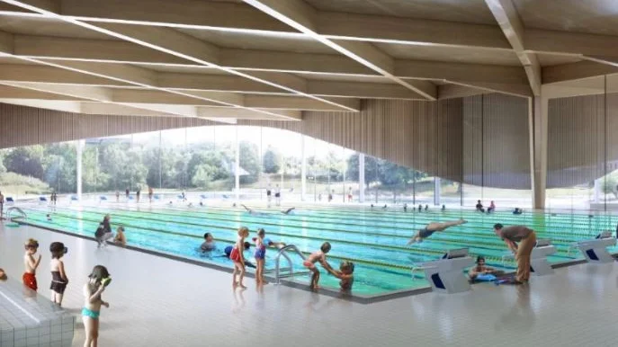 Medley AB kommer att driva Linköpings nya simhall. Bilden visar hur simhallen är tänkt att se ut. 