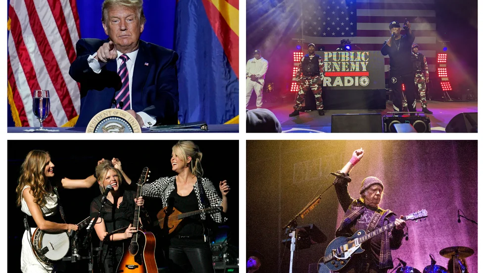 Donald Trump och presidentvalskampanjen fortsätter att engagera artisteliten. Public Enemy, The Chicks och Neil Young är bara några av artisterna som tar ställning.