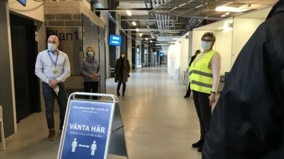 Region Östergötland visar på måndagen de tre stora vacccinationscentralerna i Östergötland som nu är färdiga. Här vaccinationscentralen i Saab arena. 