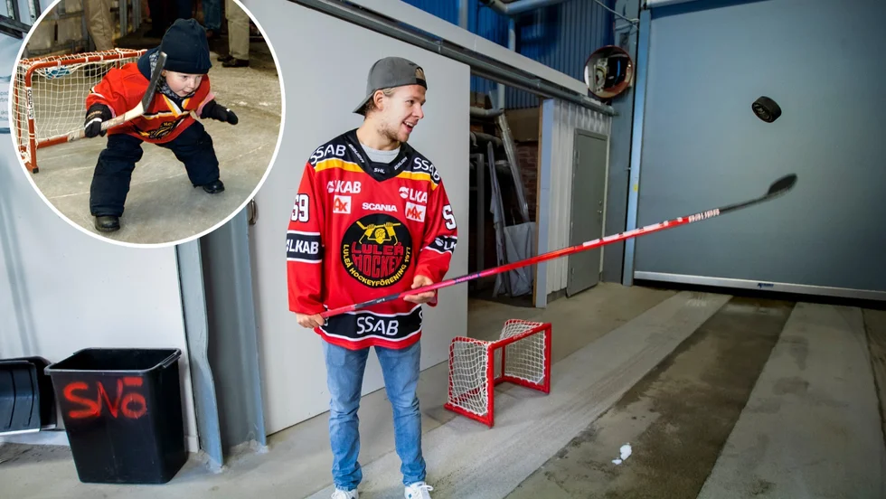 Två år gammal stod Kim Johansson i rundeln i Delfinen och tränade skott. Nu är han tillbaka i hallen han drömt att få spela i.