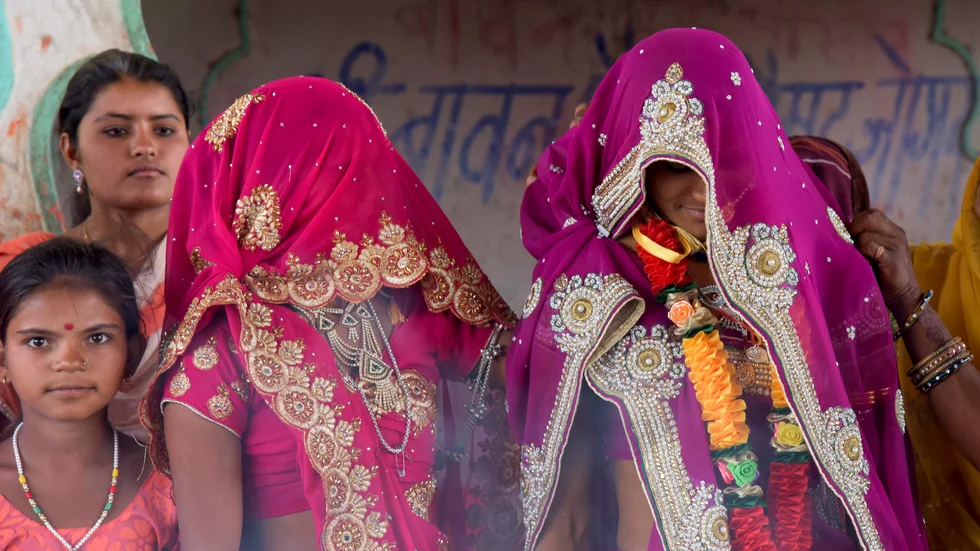 Bild från ett barnäktenskap i Indien, 2017.