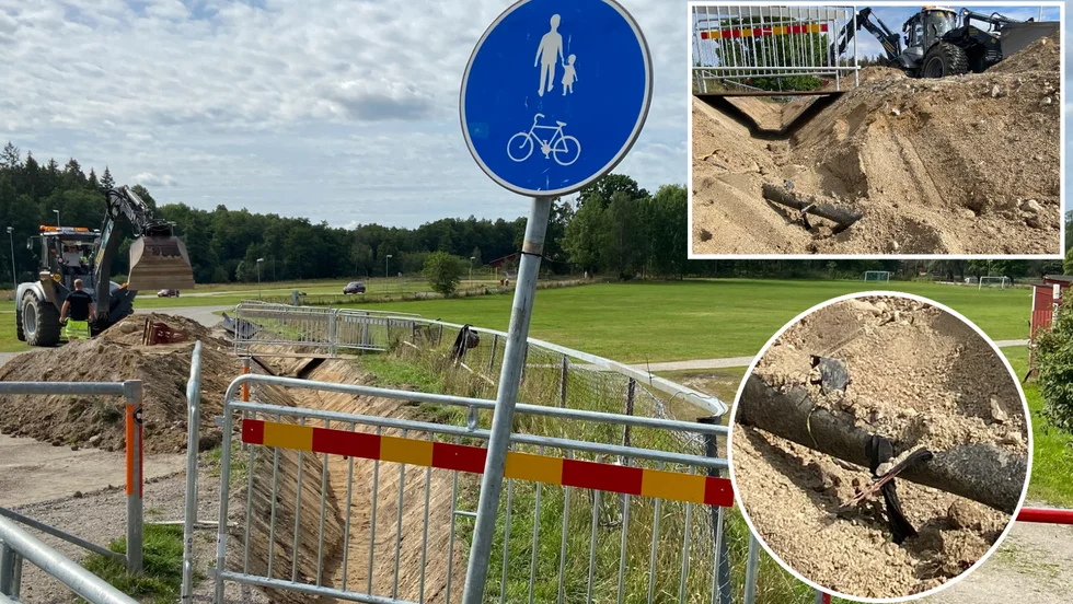 Högspänningskabeln som skadades vid grävning nära Vilsta raststuga.