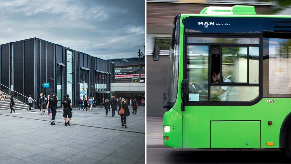 Pojken åkte buss till Resecentrum i Uppsala.