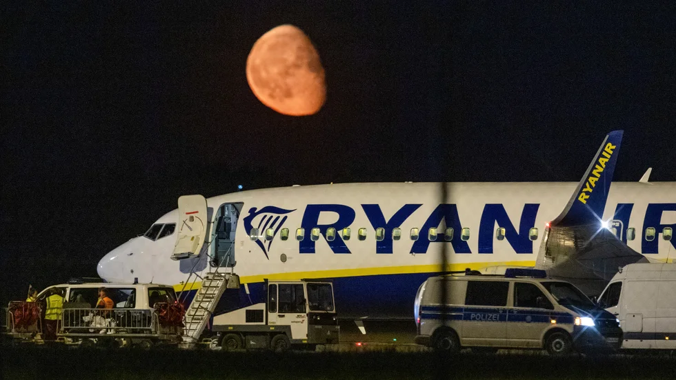 Ryanairplanet på flygplatsen i Berlin.
