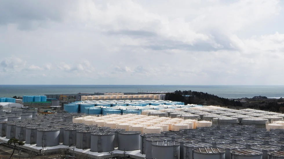 Vatten som lagrats från kärnkraftverket i Fukushima. Arkivbild.
