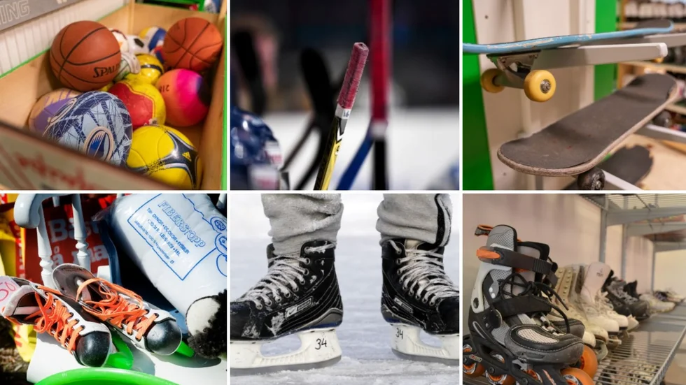 I en fritidsbank kan man lämna in sport- och friluftsutrustning som man inte längre använder själv så att de kommer till nytta för andra.