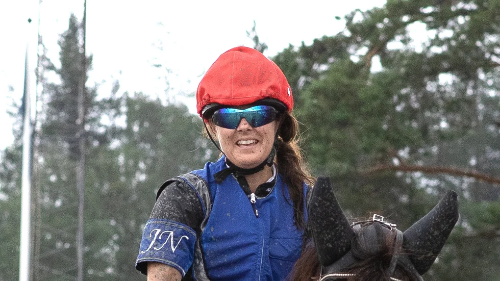 Jessica Nilsson föll på målfoto med Chocolate Gold i Bodens montésprint.