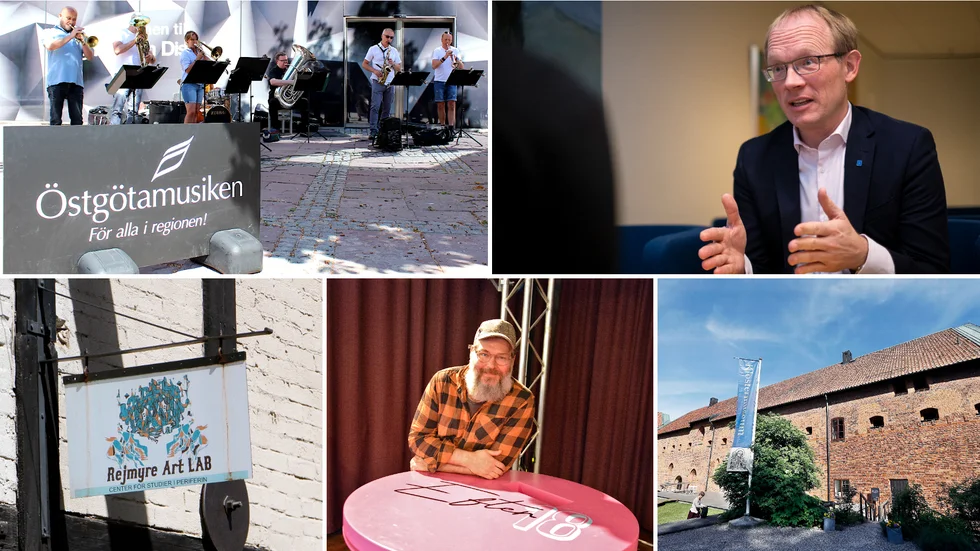 Per Larsson (KD), ordförande i regionutvecklingsnämnden vid Region Östergötland, lyfter vikten av kultur i hela länet. Här Östgötamusiken, Rejmyre Art Lab, Östgötateaterns bygdesatsning och Klostermuseet i Vadstena.
