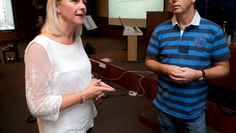 Bitte Vestberg och Lasse Alfredsson i Free Church.