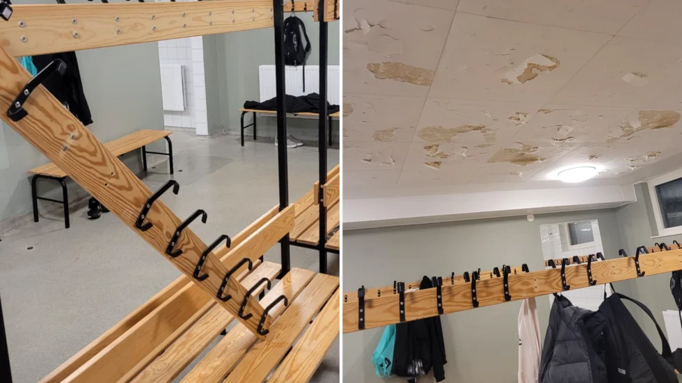 Så här såg det ut när en besökare kom till Sporthallen häromkvällen.  