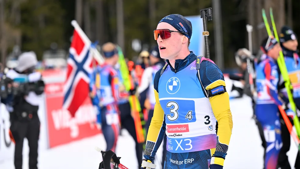 Sebastian Samuelsson var nära att skjuta hem VM-bronset till Sverige, men bommade.