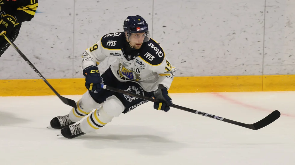 Hampus Harlestam gjorde mål mot VH i första matchen i Vimmerby sen 2019.